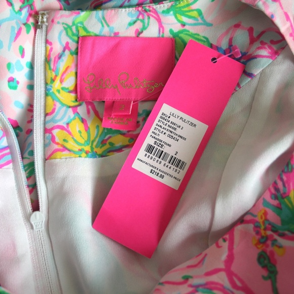 Lilly Pulitzer Darlah Stretch Ruffle Trim Mini Dress Multi Paradise Found 2 NWT - Picture 7 of 8